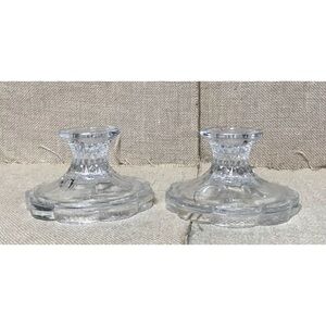 Vintage Zajecar Crystal Taper Candle Holder Set Scalloped Base Fairy Core